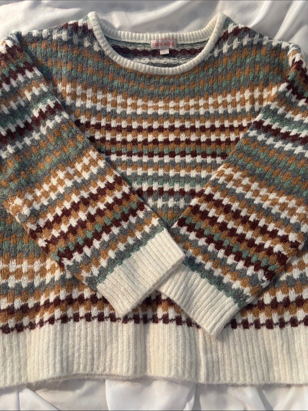 Knox Rose Women’s Multicolor Sweater in Fall Tones Size L
